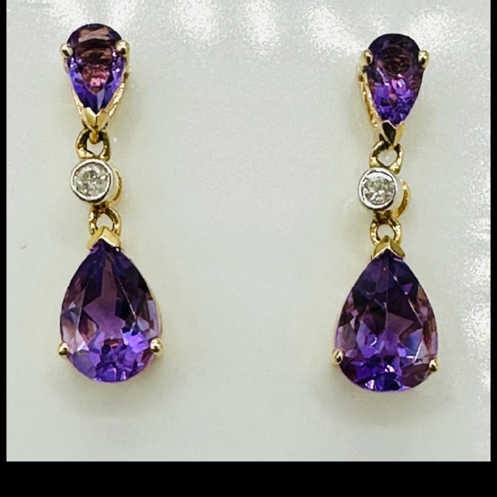 14k Gold and amethyst earrings